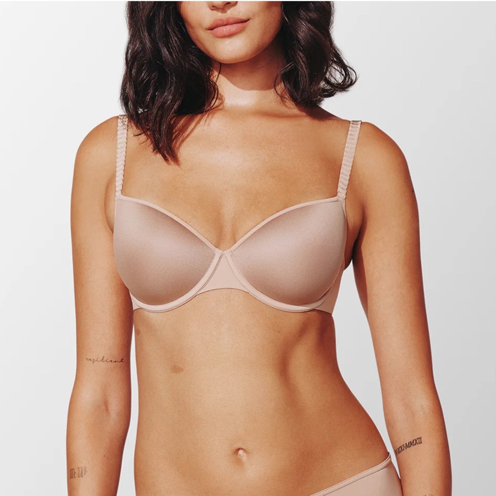 Thirdlove 24/7 Classic T-Shirt Bra Taupe Nude Beige Tan 38H $74 Memory Foam